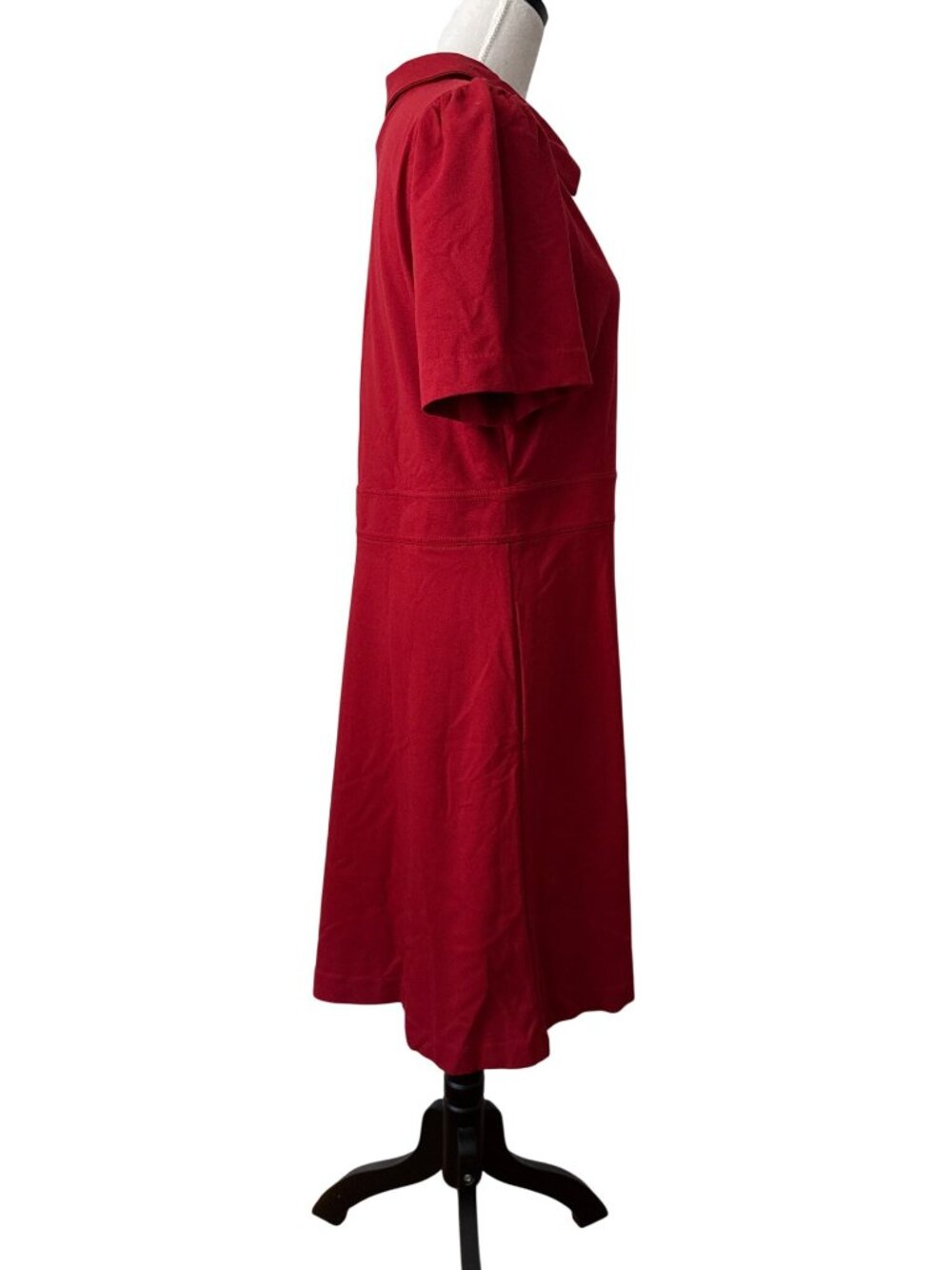 Boden Nicolette Ponte Red Shirt Minimalist Zip Dress With Gold-Tone Buttons 12 - Picture 5 of 16